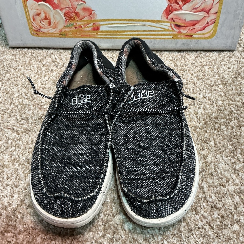 Hey Dude Charcoal and Cream Women's Loafers - Picture 3 of 6